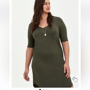 Torrid Olive Super Soft Vneck Shirt Dress 2